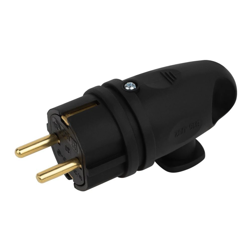 ЭРА Вилка угловая с кольцом каучук 2Р+РЕ 1х16А 220-240V черная VX11-B-IP44 (РБ) 5893