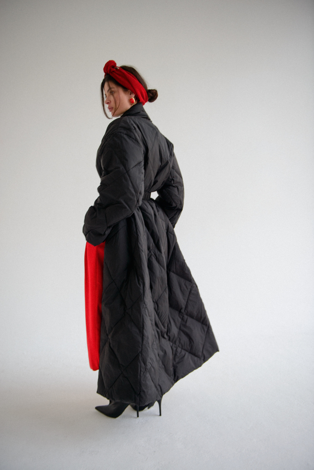 Пуховик длинный с поясом ROMMY