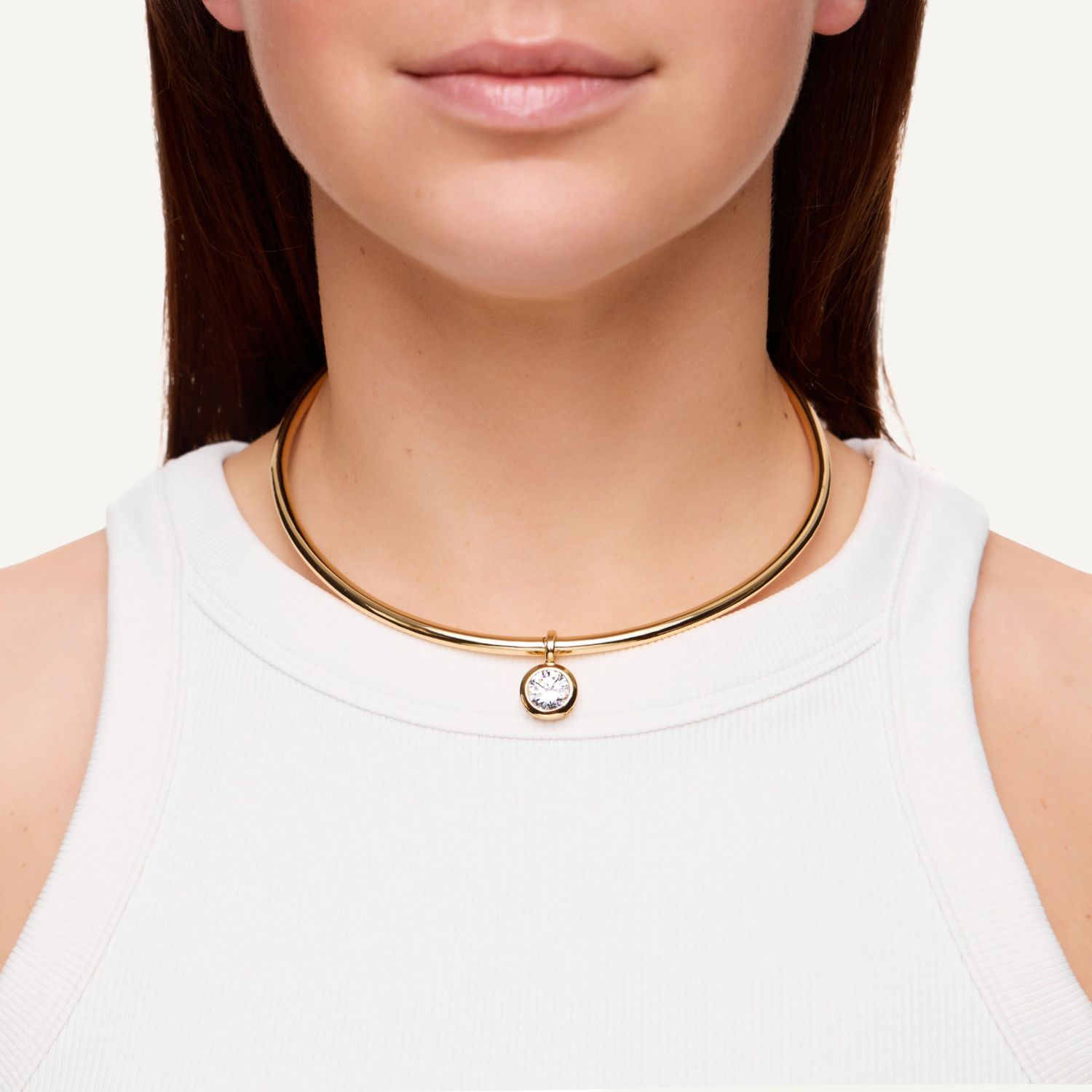 Чокер Gold Rigid Frame Necklace – Clear Round
