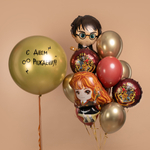 Фольгированный шар, круглый «Герб Хогвардса», в бордовом цвете, 46 см