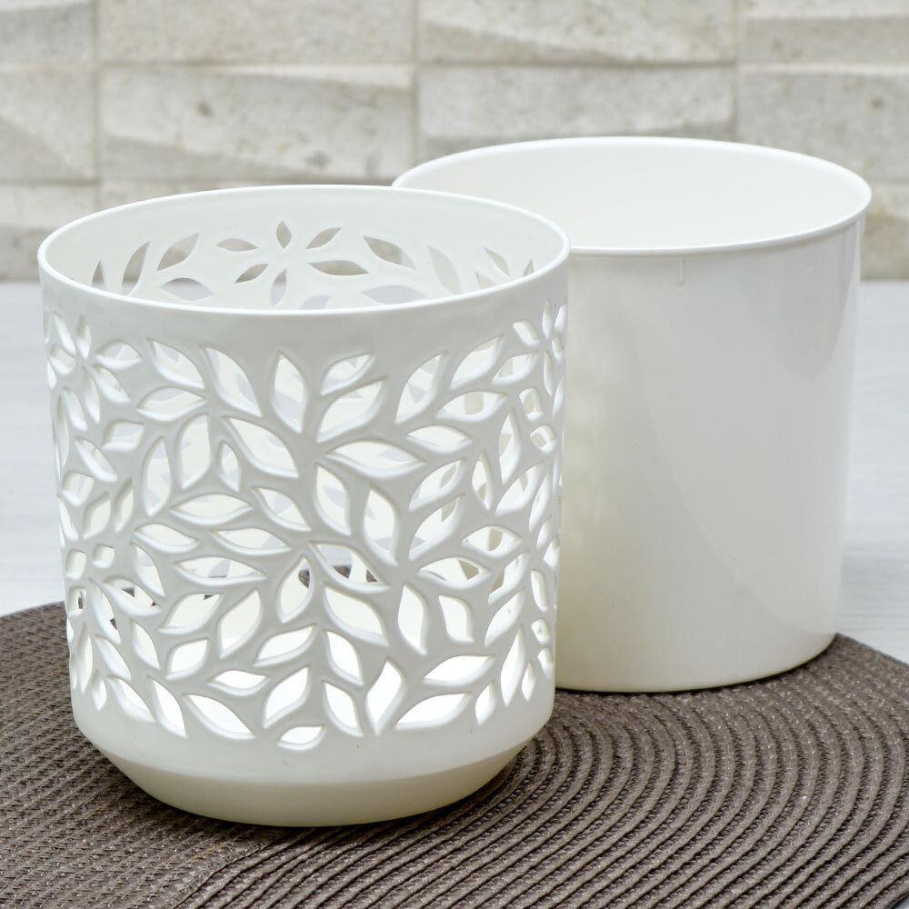 Кашпо Leaves 2,5л пудра/белый КШ-9585