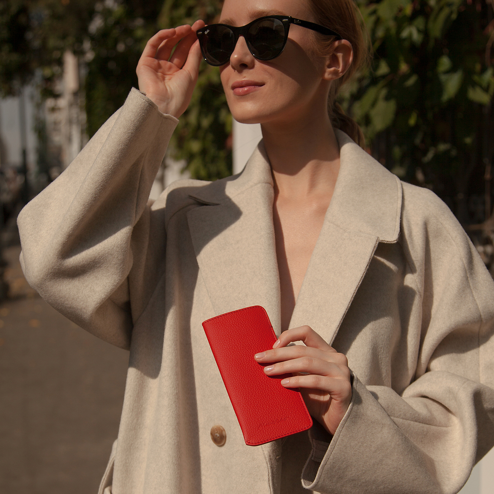 Футляр для очков Lunette из кожи теленка, красного цвета