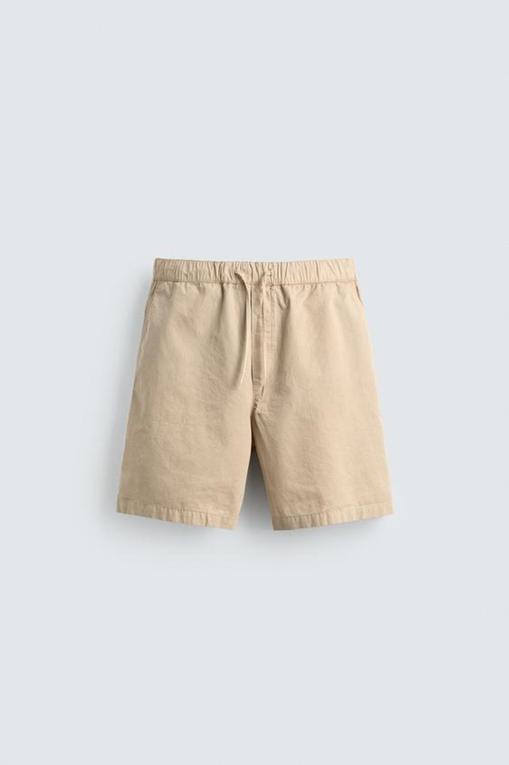 ZARA ШОРТЫ REGULAR FIT С ЭФФЕКТОМ ПОТЕРТОСТИ, БЕЖЕВЫЙ