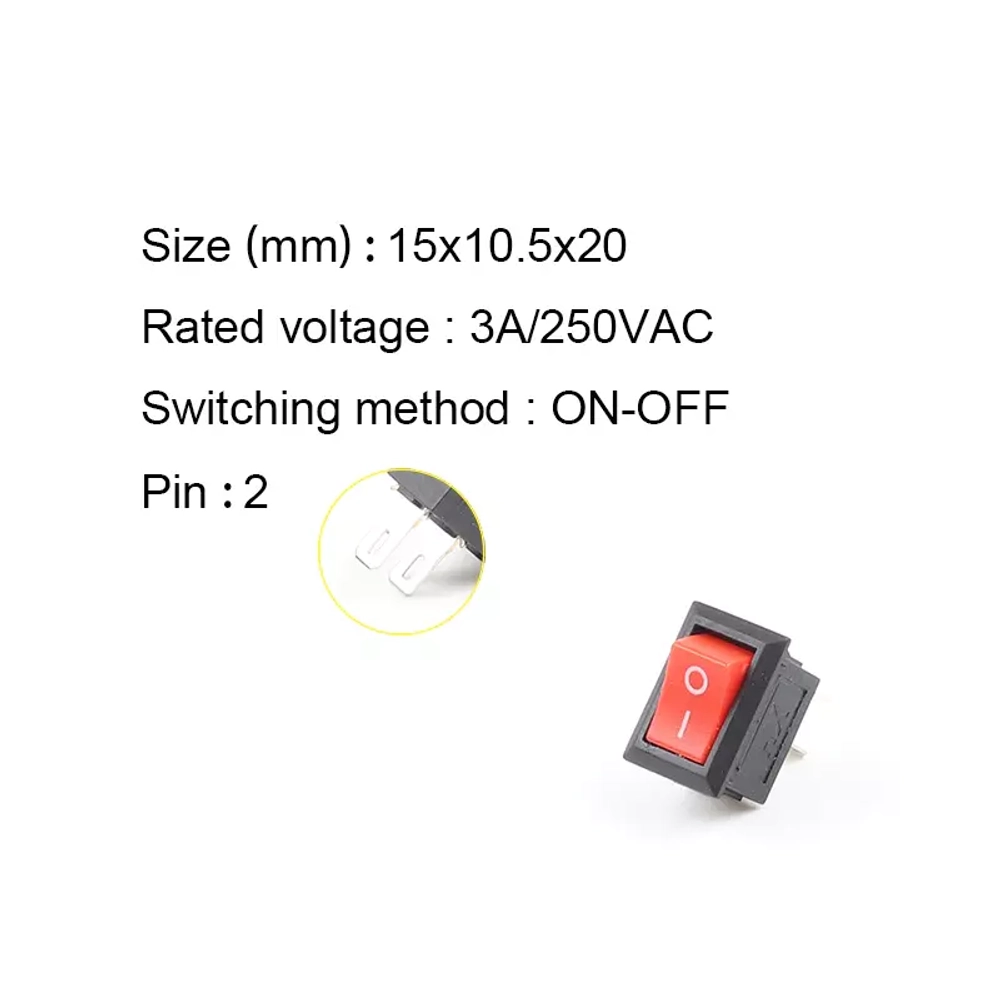 Переключатель 2-pin KCD11 10*15мм ON-OFF 3А 250В