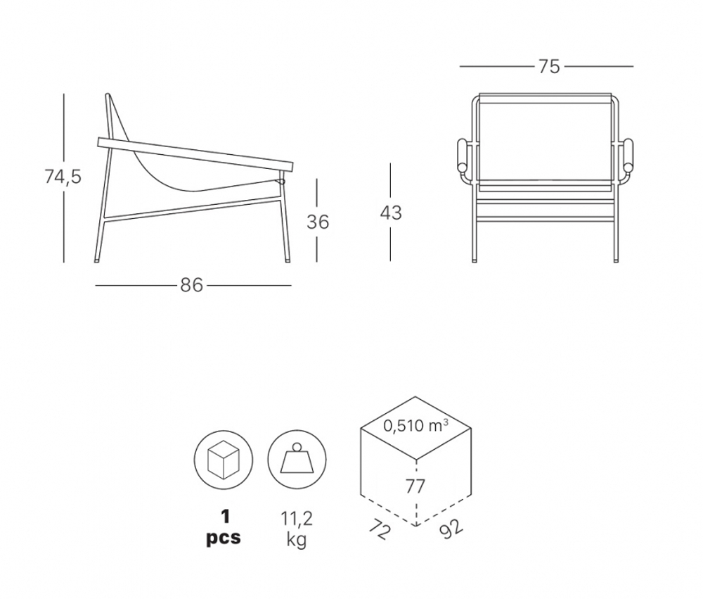 Кресло лаунж металлическое Scab Design Dress Code Smart Indoor, оливковый, голубой