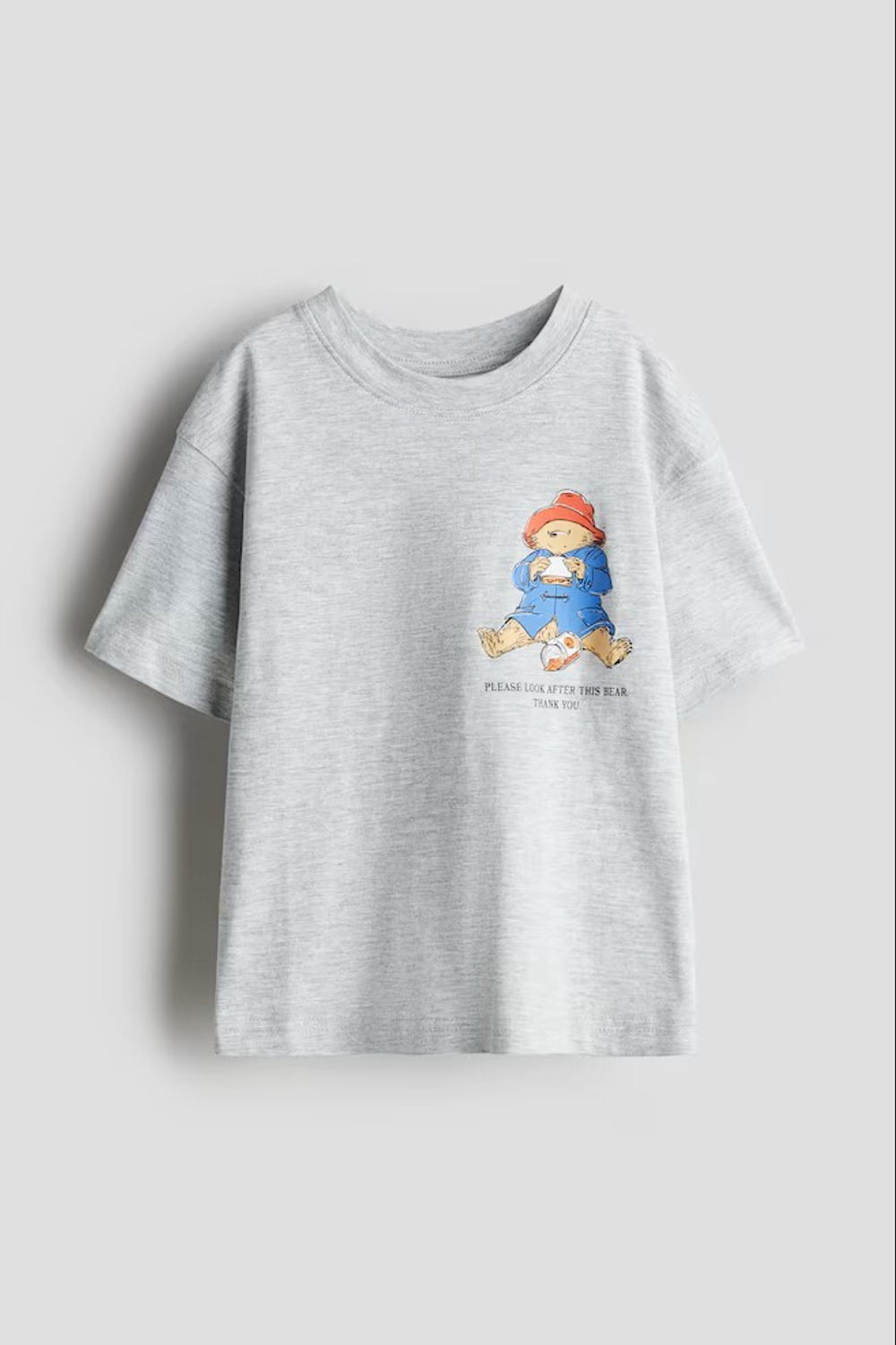 H&M Хлопковая футболка с принтом, светло-серый