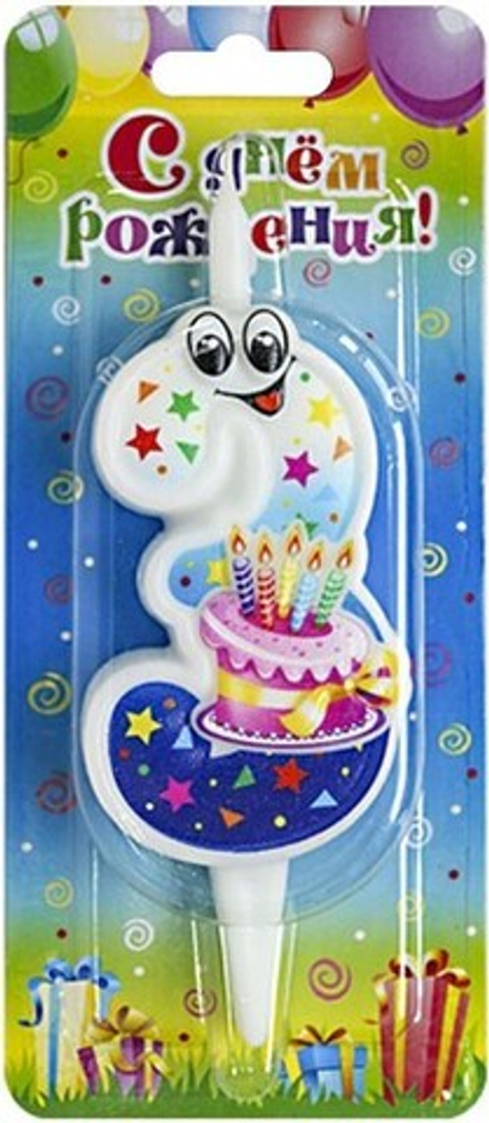 Свеча Цифра, 3 Веселые глазки, 12 см