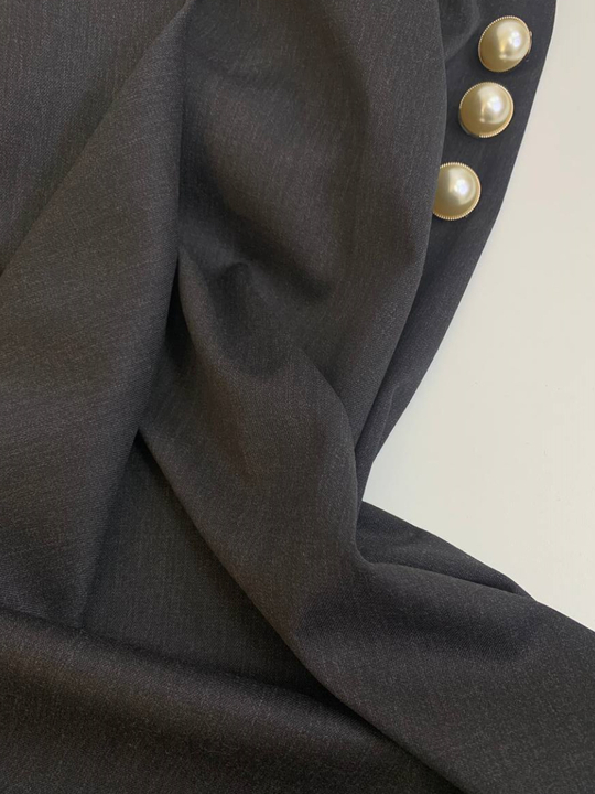 Костюмная шерсть, серый темный, стрейч