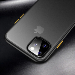 Прозрачный чехол на iPhone 11 Pro Max черные рамки с желтыми кнопками, серии Ultra Hybrid от Caseport