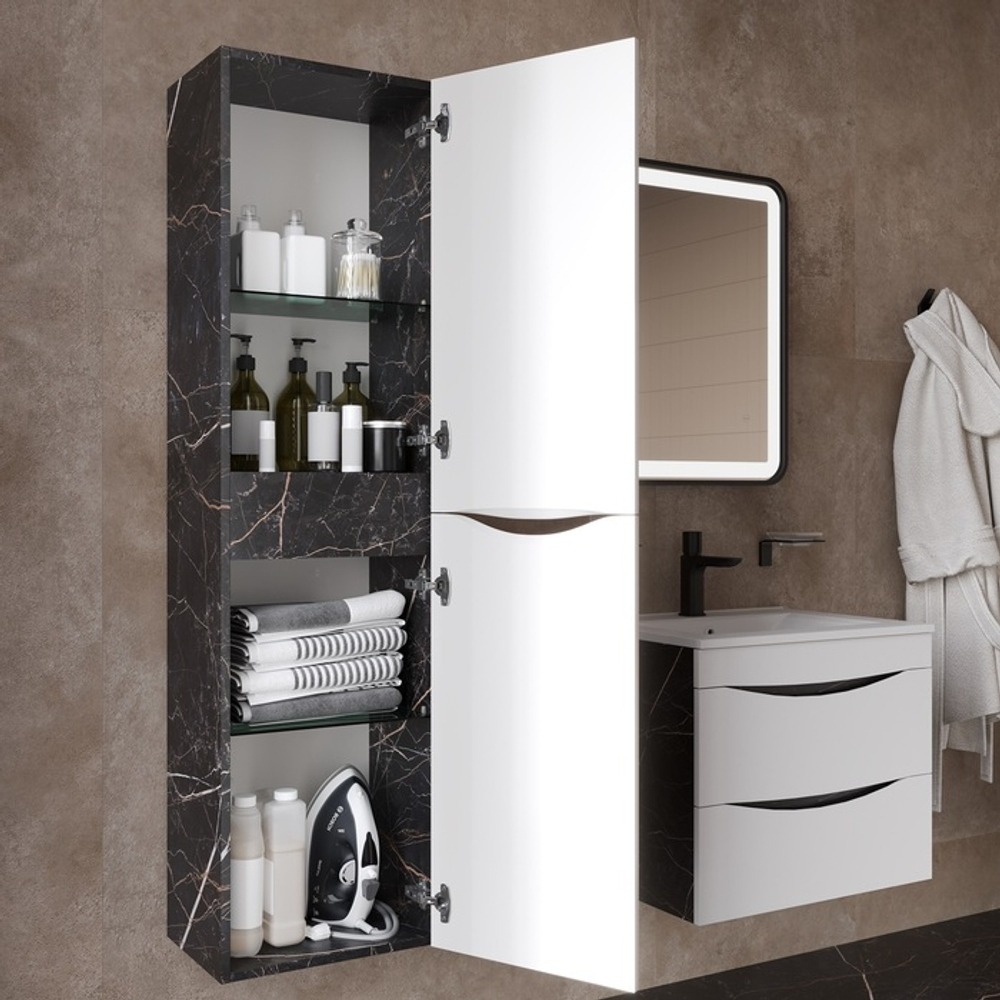 Пенал подвесной IDDIS Cloud, 40 см, белый/черный мрамор, CLO40B0i97