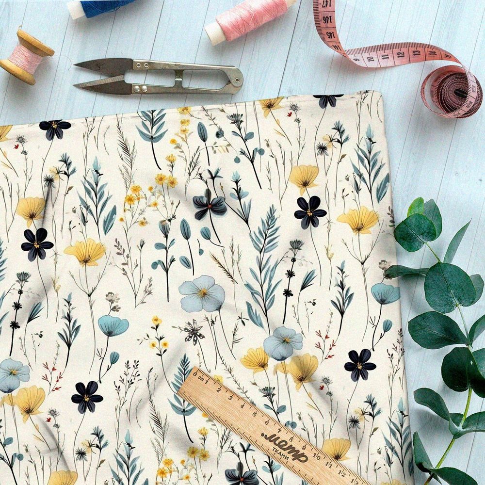 Ткань Ниагара Софт полевой гербарий