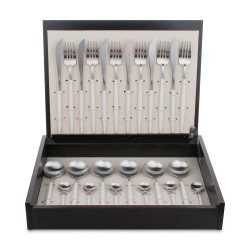 Набор столовых приборов на 6 персон 24 предмета Cutipol Goa White Brushed в подарочной упаковке