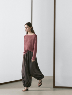 Massimo Dutti Вязаный свитер, дымчато-розовый