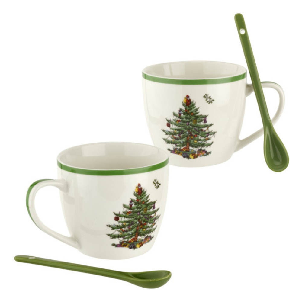 Набор из 2 кружек с ложками 400мл Spode Рождественская ель
