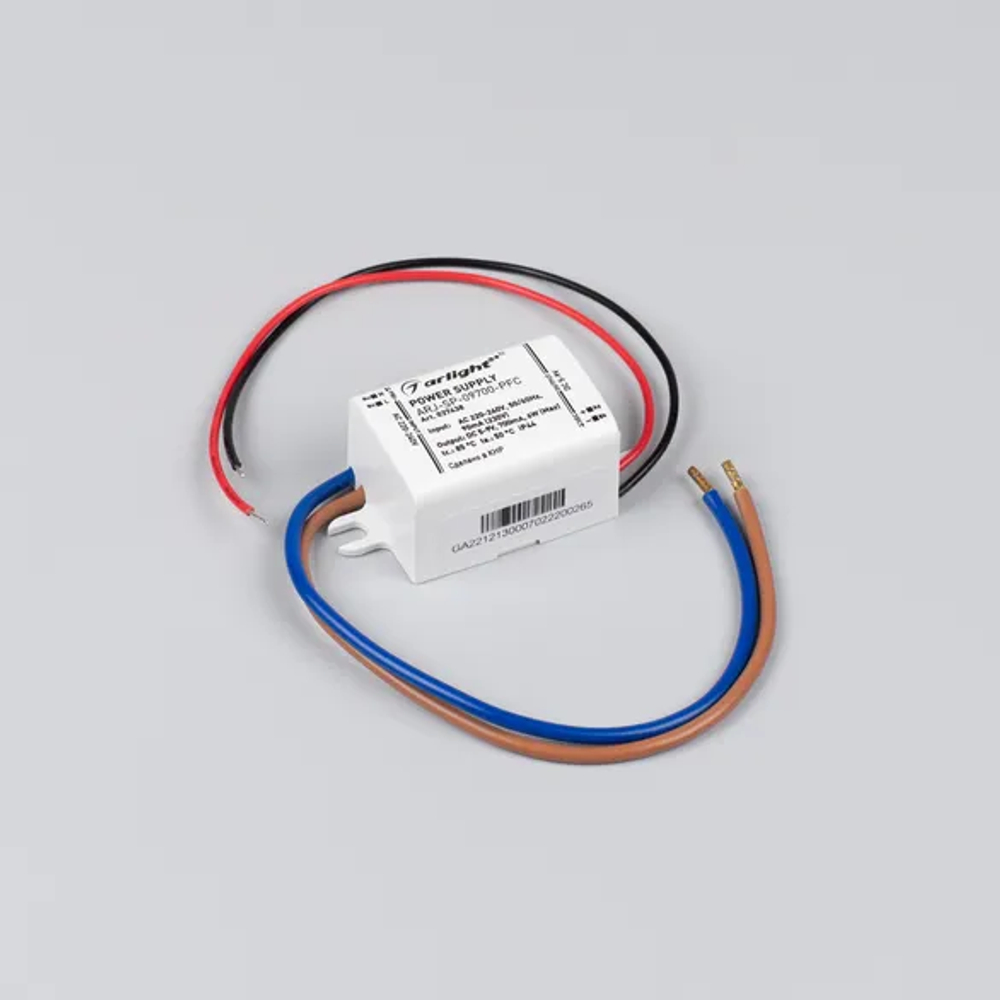 Блок питания ARJ-SP-09700-PFC (6W, 5-9V, 700mA) (Arlight, IP44 Пластик, 5 лет) 037438