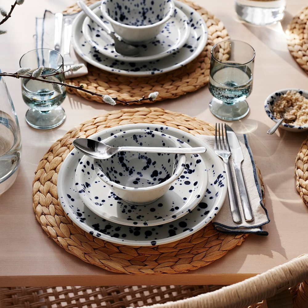 IKEA SILVERSIDA  (ИКЕА СИЛВЕРСИДА)  -  Миска, узор/синий, 14 см