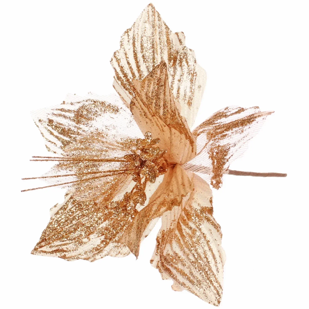 Украшение новогоднее «Пуансеттия - Зимняя нежность» 25 см, Шампань