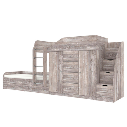 Кровать двухъярусная КарИВи Астра 6 с лестницей Комод КарИВиом Бетон Бетон