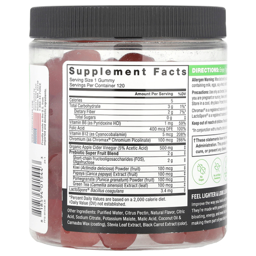 Force Factor, ProbioSlim®, жевательные мармеладки с кето-уравновешиванием, яблоко, 120 жевательных таблеток