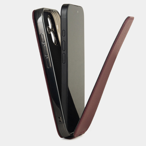 Чехол для iPhone 17 из кожи теленка, бордового цвета