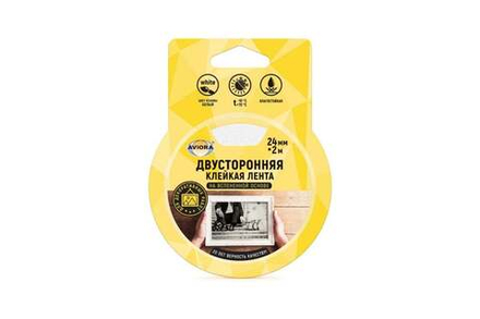 Скотч двусторонний AVIORA вспененный 24 мм x 2 м, на блистере