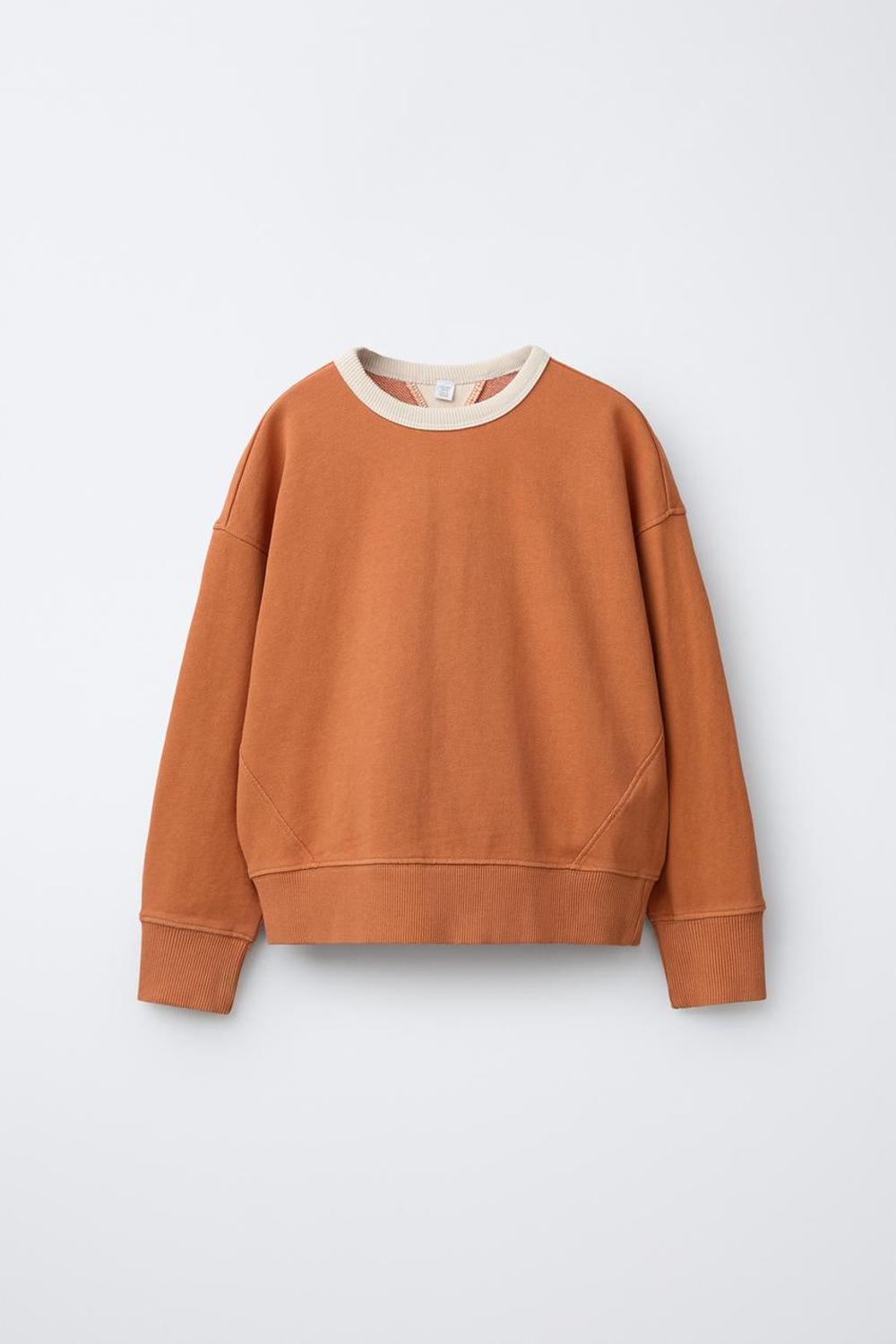 ZARA ТОЛСТОВКА С КОНТРАСТНЫМ ВОРОТНИКОМ И ДЕКОРАТИВНЫМИ ШВАМИ, ОРАНЖЕВЫЙ