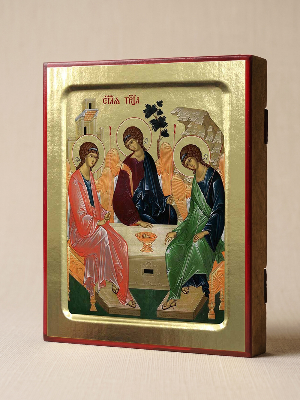 Икона Святой Троицы цветная, на дереве: 125 х 160 (Синопсисъ)