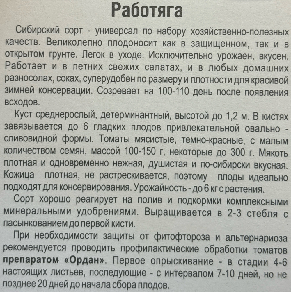 Томат Работяга 20 шт СМТ60