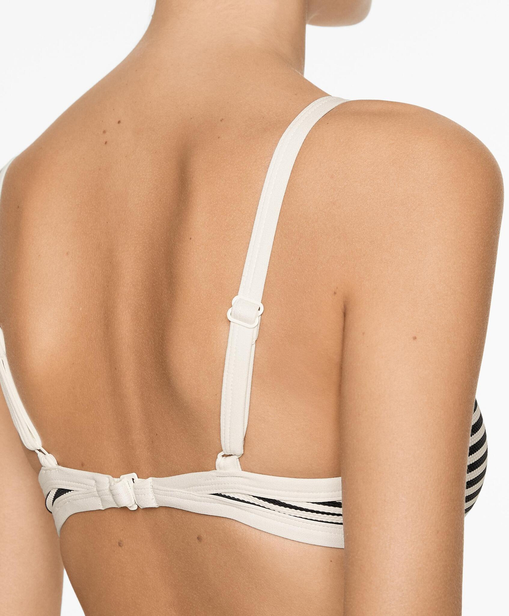 OYSHO Топ бикини с треугольными чашками в полоску из пике с окантовкой, черный