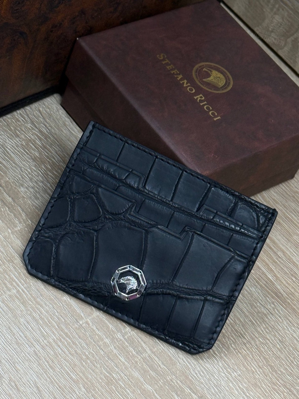 Картхолдер Stefano Ricci из кожи крокодила