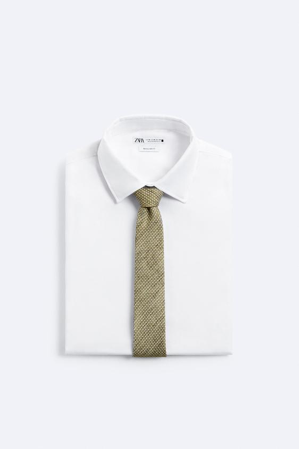 ZARA ГАЛСТУК ИЗ РЕЛЬЕФНОЙ ТКАНИ В ПОЛОСКУ, ЗЕЛЕНЫЙ