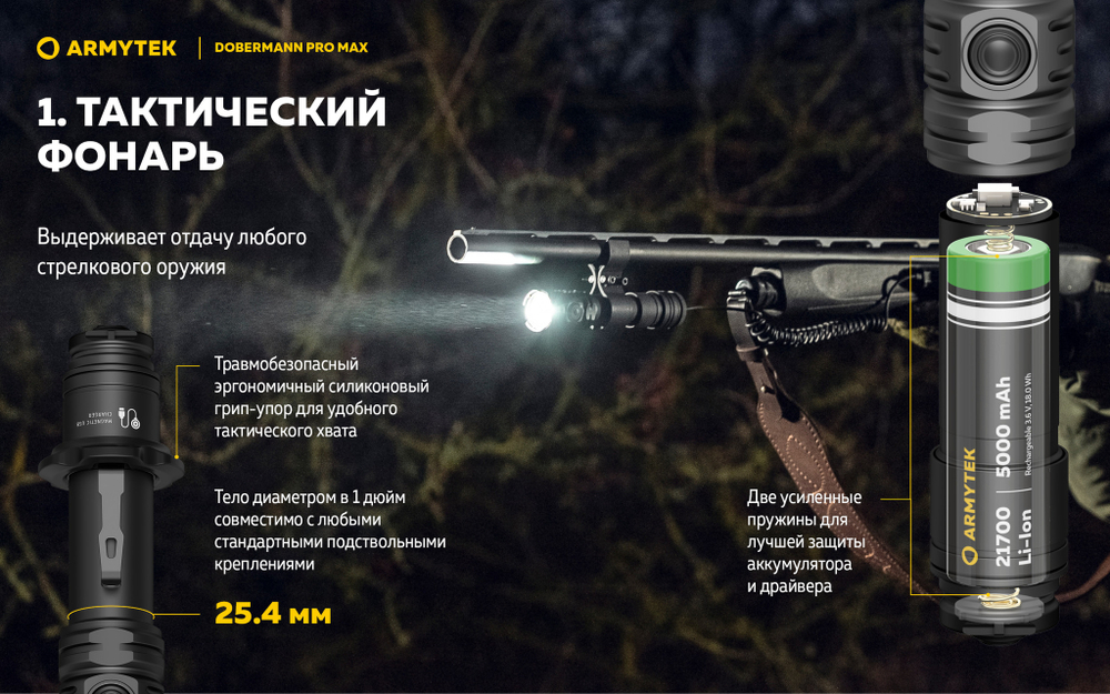 Фонарь Armytek Dobermann Pro Max F08401C 3000 люмен
