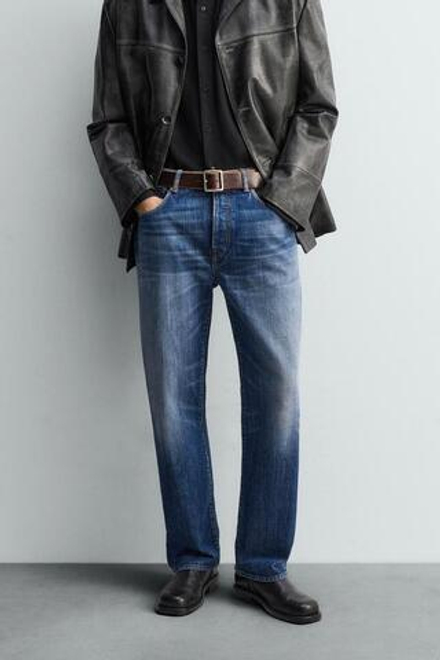 ZARA ДЖИНСЫ ПРЯМОГО КРОЯ ДЛИНОЙ ДО ЩИКОЛОТКИ - LIMITED EDITION, ВЫЦВЕТШИЙ СИНИЙ