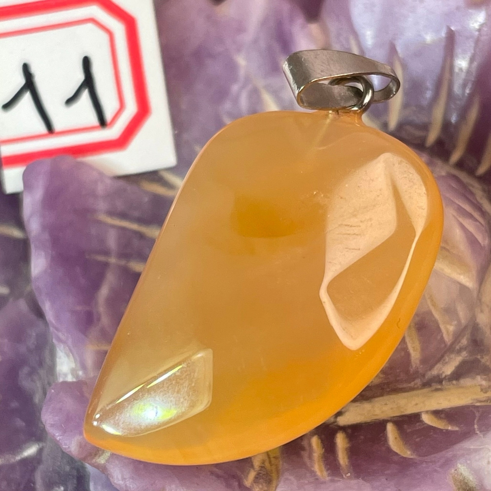 37163 Агат Сердолик Кулон Листок 25мм