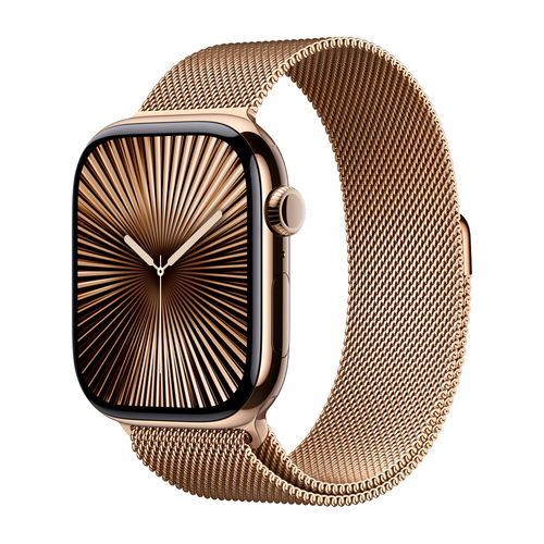 Умные часы Apple Watch Series 10 GPS + Cellular, 46mm, Gold Titanium Case with Milanese Loop, Gold S/M