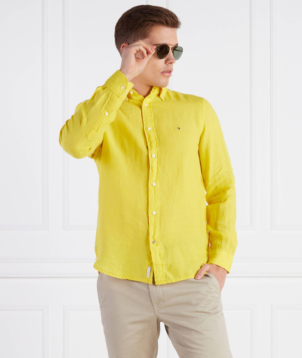 Льняная рубашка Tommy Hilfiger - желтый(MW0MW30897)