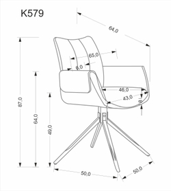 Стул HALMAR K579 серый/черный, поворотный