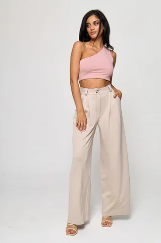 Топ на одно плечо из хлопка цвета розовое латте