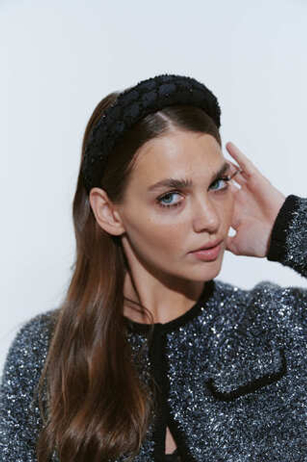 Объемный ободок с прозрачными пайетками