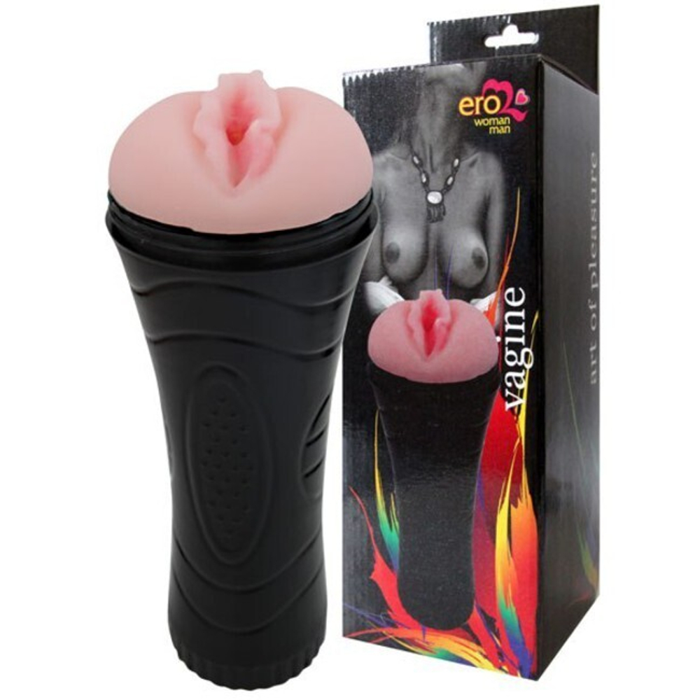 Реалистичная вагина мастурбатор в пластиковом чехле (Цвет: телесный с черным)