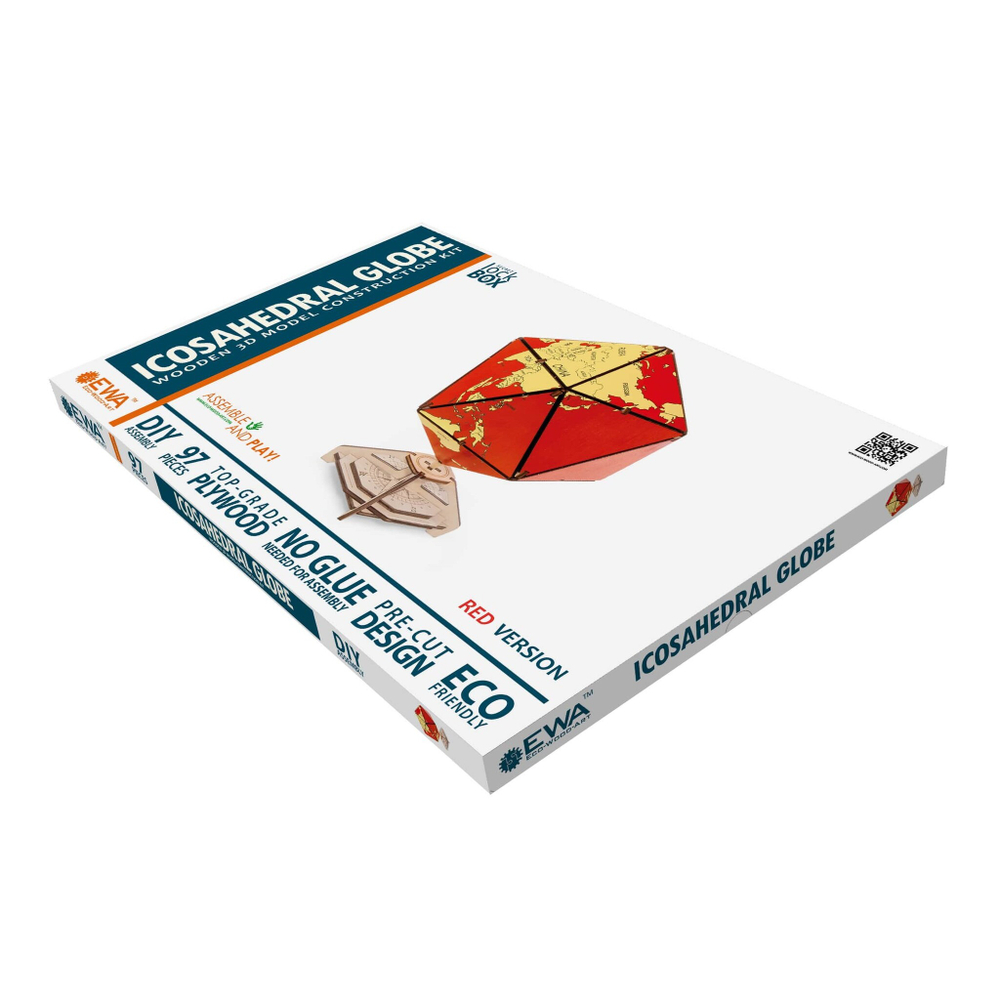 Деревянный конструктор Красный глобус Икосаэдр с секретом (EWA)