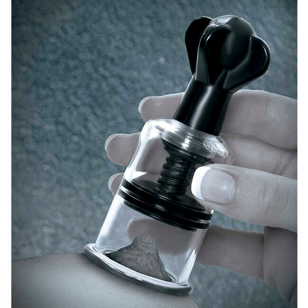 Вакуумная поршневая помпа "Super Suckers" для сосков (Цвет: прозрачный с черным)