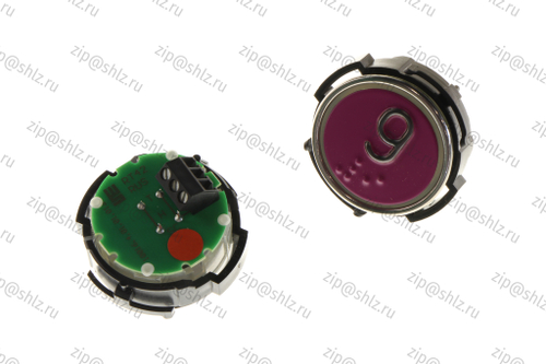 Кнопка (кнопочный модуль) RT42 RUS "9 Этаж", круглая, красная подсветка, Брайль.