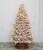 Заснеженная елка с гирляндой «Алтайская» теплый свет (Литая) 180 см / 1,8 м