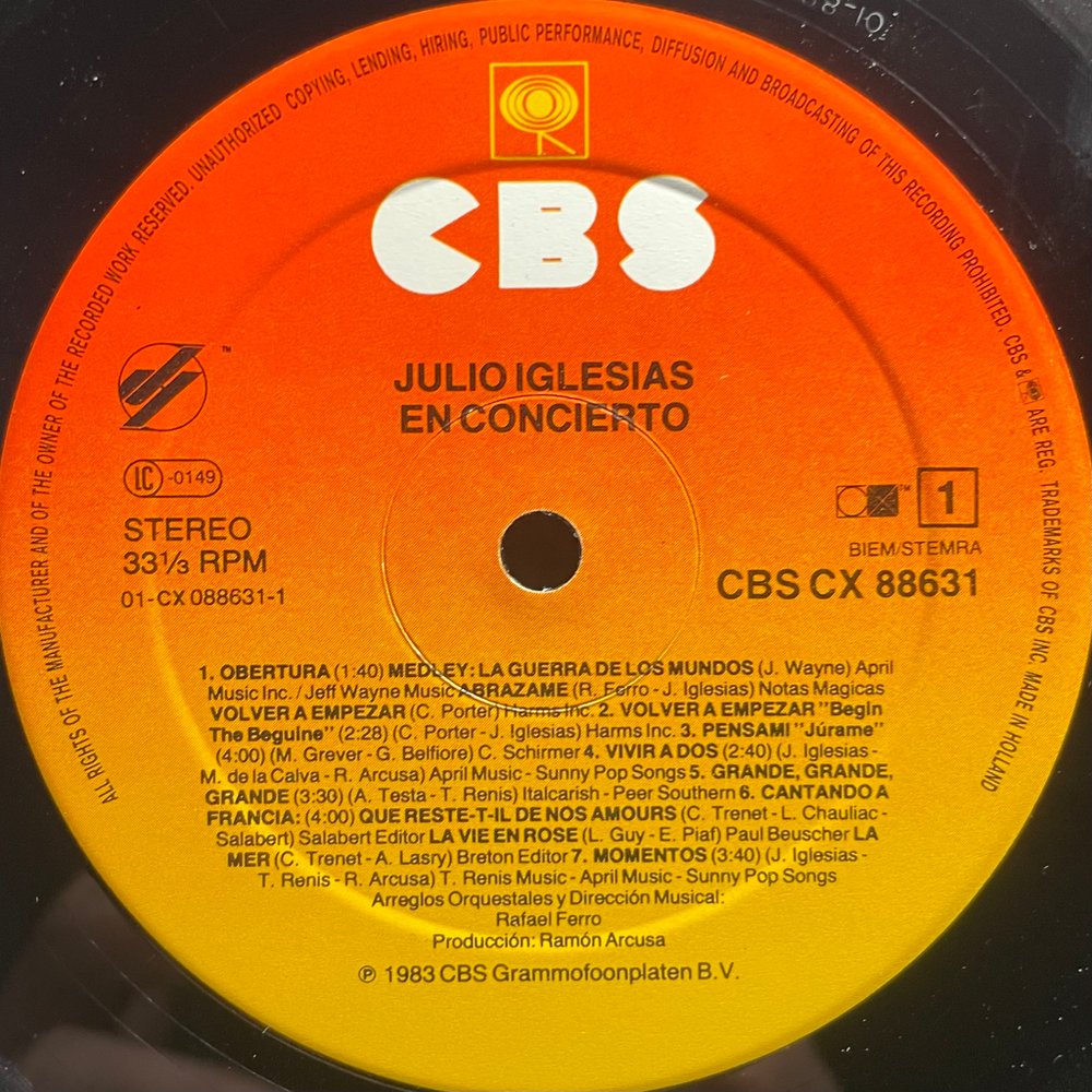 Julio Iglesias ‎– En Concierto 2LP (Голландия 1983г.)
