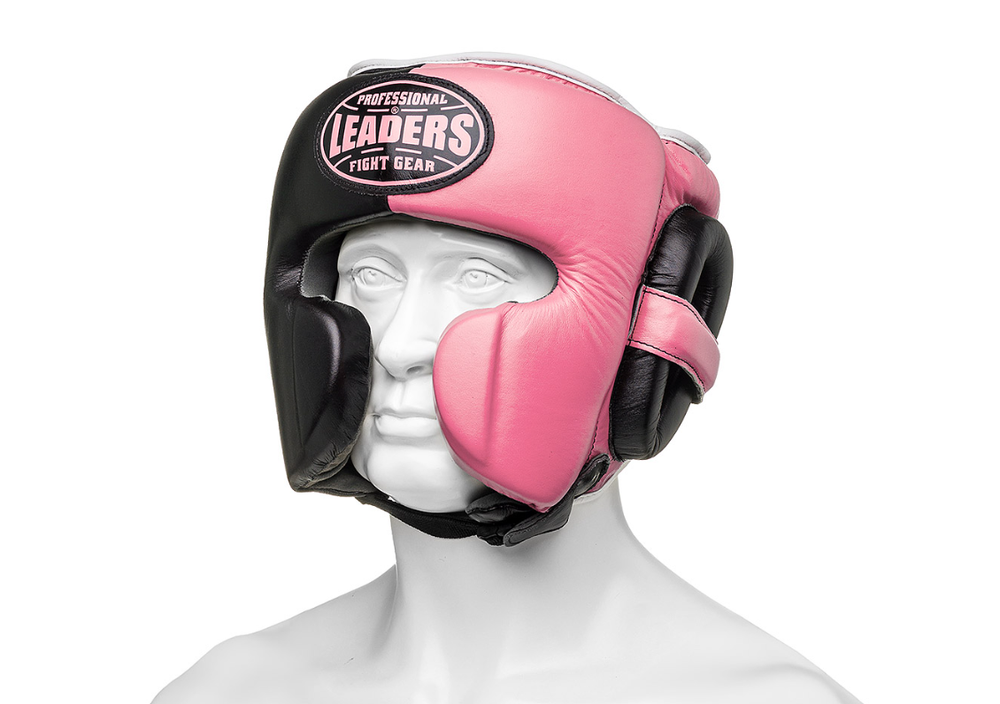 Шлем боксерский LEADERS LS MEX WAVE BK/PNK 1/2 ( кожа, черный/розовый)