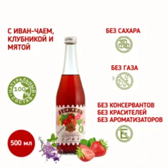 Напиток натуральный с клубникой, иван-чаем и мятой / 500 мл