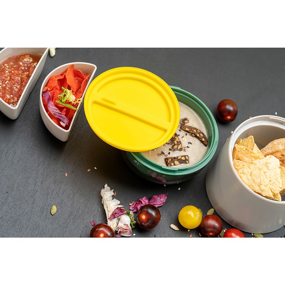 Ланч-бокс Meals, 800 мл, светло-серый/зеленый