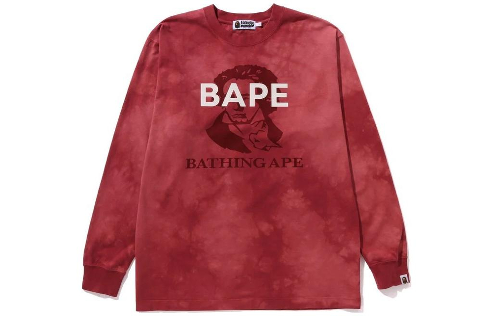 A Bathing Ape Tie Dye Bathing Ape L S Tee красный