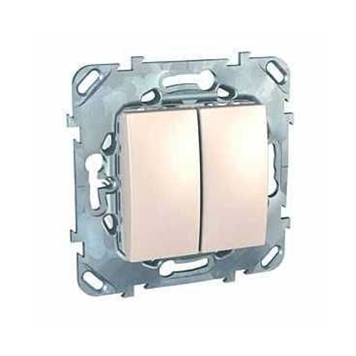 Выключатель двухклавишный бежевый без индикации Schneider Electric